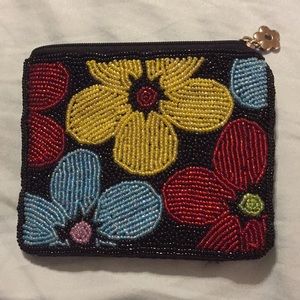 Beaded flower coin purse